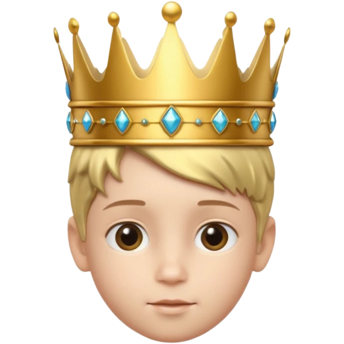 Royal Kid with fancy crown head 3d with real face emoji