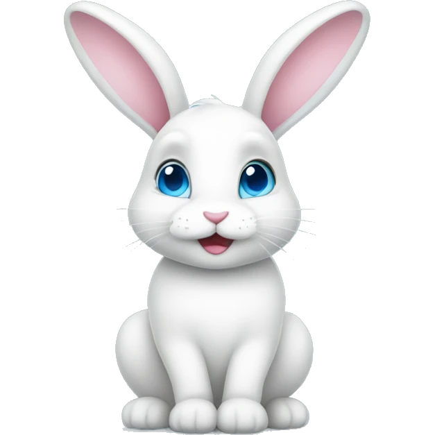 sweet white blue-eyed bunny with hearts emoji