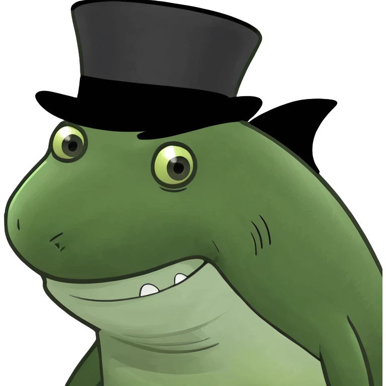 Shark with a top hat emoji
