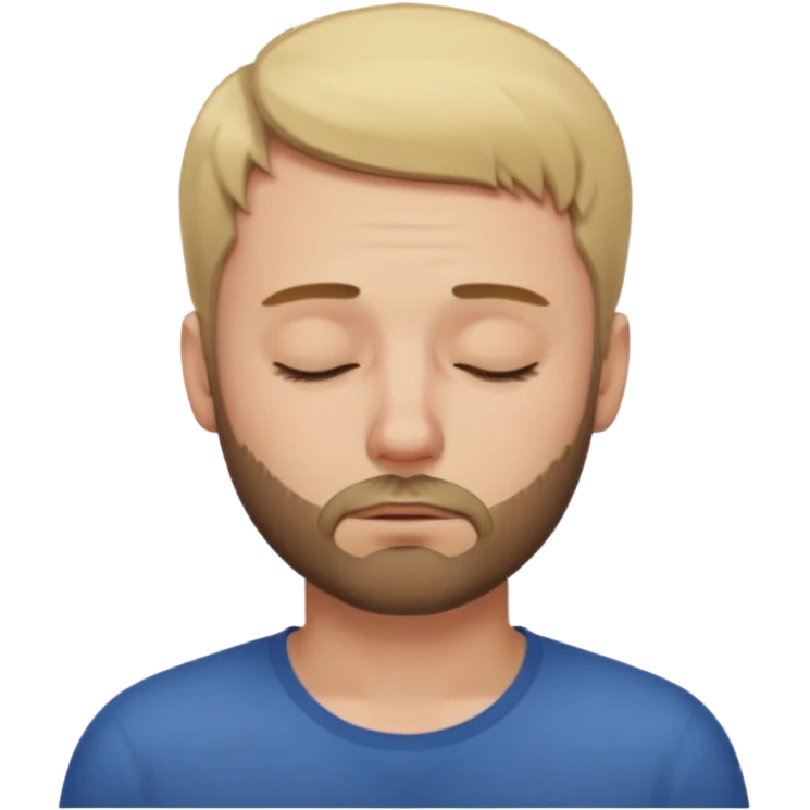 A man with short blond hair hair and a short brown  beard making a weary face with eyes closed emoji