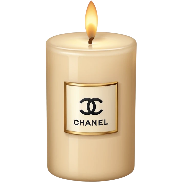 beige candle with Chanel logo emoji
