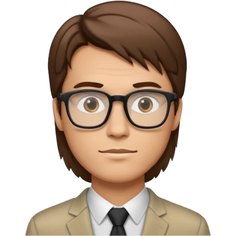 tall male straight medium length brown hair gelled to the side but not too much with square frame glasses  emoji