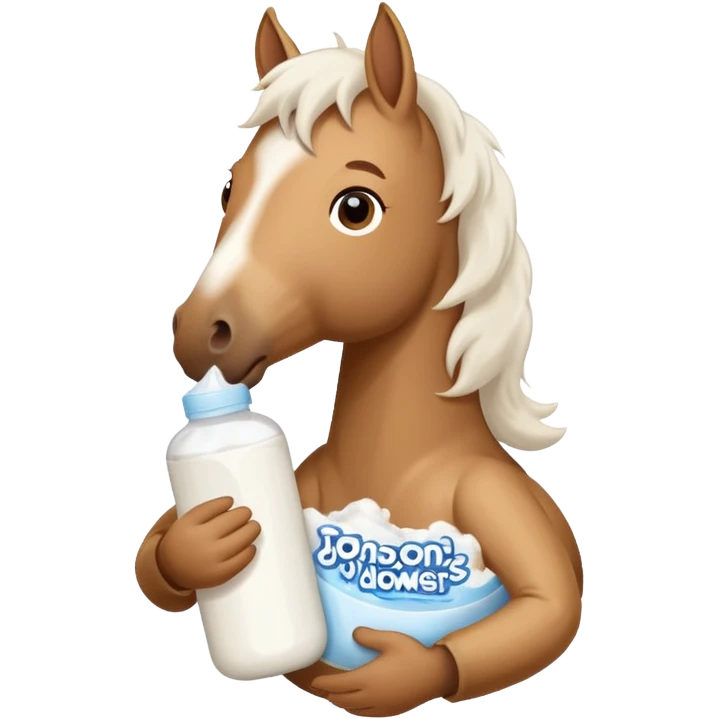 A cartoon horse holding johnson baby emoji