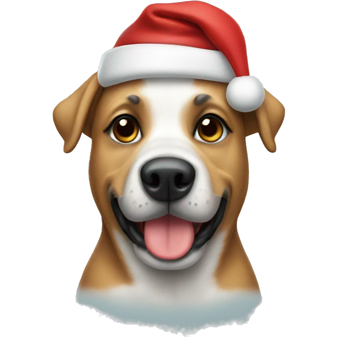 Dog wearing a Santa hat emoji