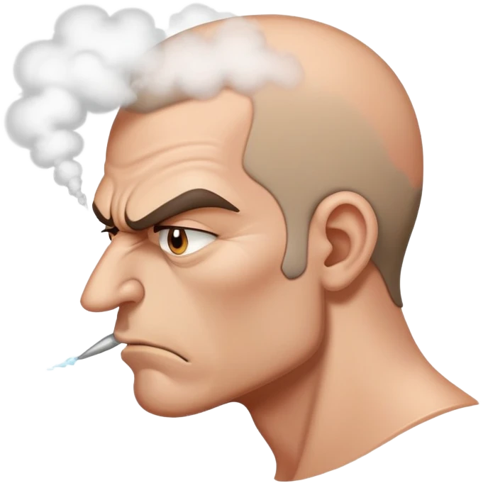 angry man with steam coming from nose in profile view emoji