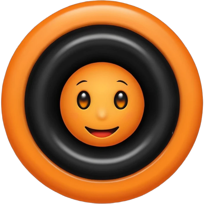 make a blackhole, accretion disk and all, with an orange smiley face, black head, orange ring, orange eyes, orange mouth, no other details emoji