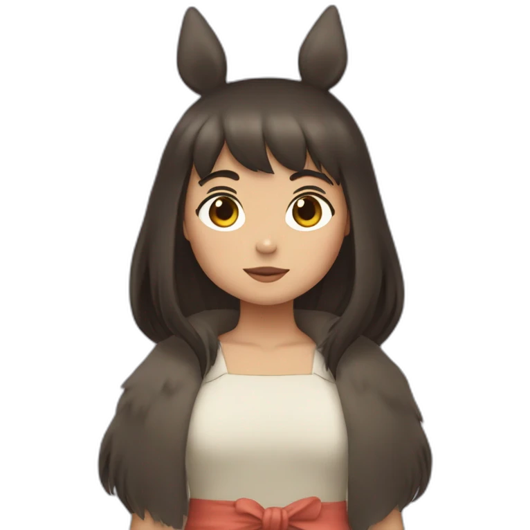 Fille Brune dans un costume de Totoro emoji