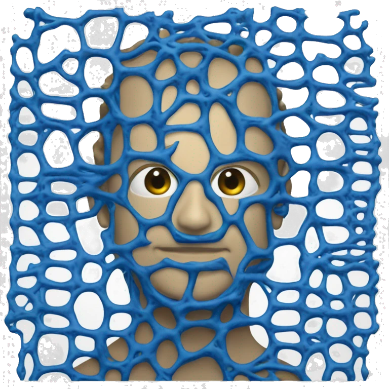 An AI neural network, color blue, many layers, deep emoji