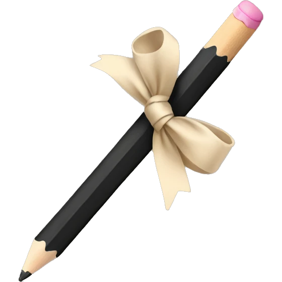 a black pencil with a beige bow wrapped around it  emoji