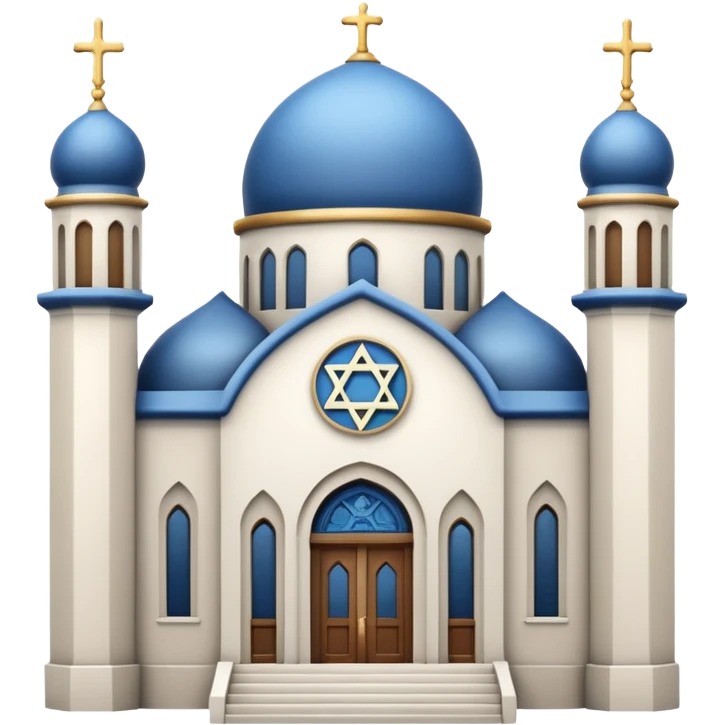 reform jewish synagogue similar in architecture to historical churches (pretty and magnificent), white in color, in ios emoji style emoji