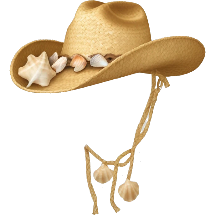 Light tan straw cowgirl hat with seashells  emoji