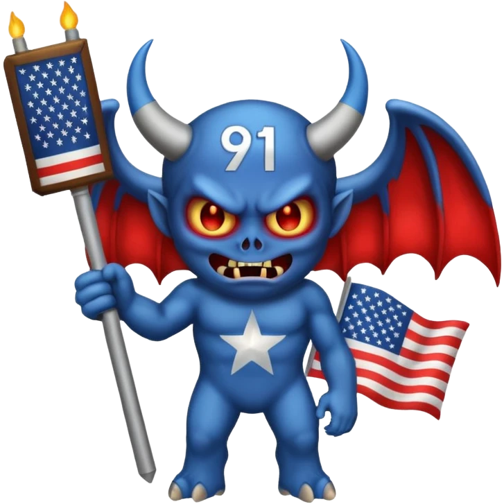 A demon holding 9/11 emoji