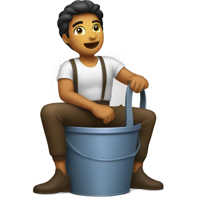 person straining while sitting on a bucket emoji