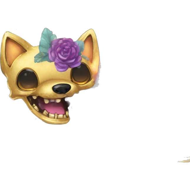 Sparkling Black iridescent dog fox zombie skeleton gold mechanical nebula galaxy stars flowers fairy lights vintage emoji