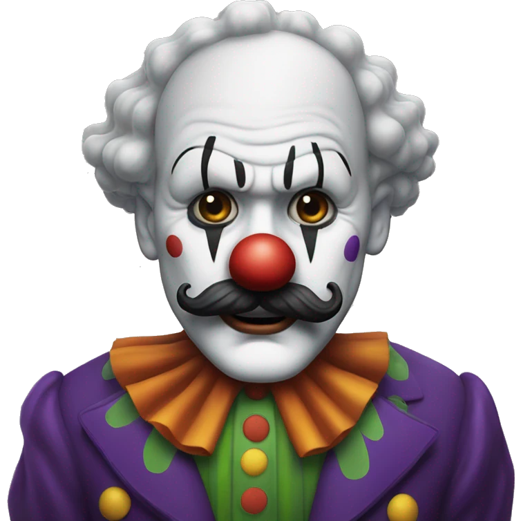 evil Clown with a pew pew, handlebar mustache, normal clown hair  emoji