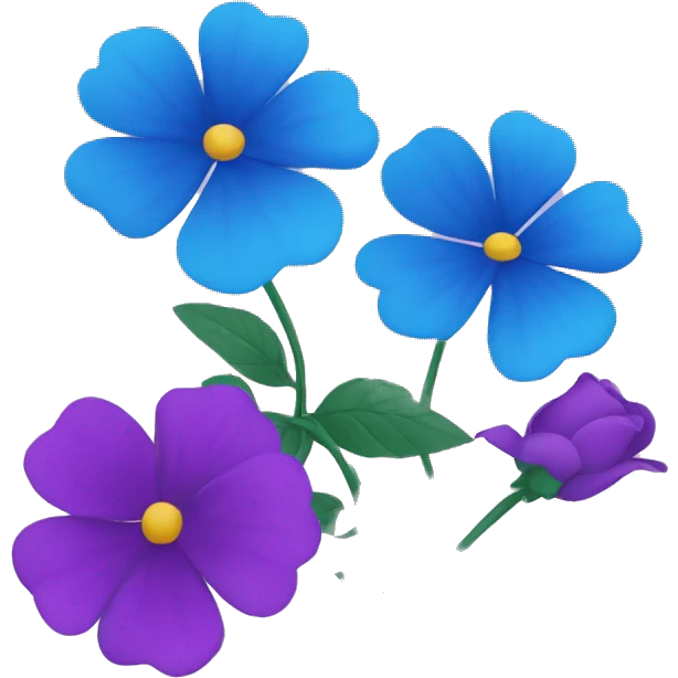 Tres flores rosa,morada,azul emoji