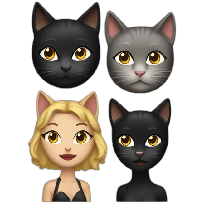 three cat woman emoji