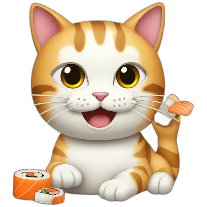 cat eating sushi emoji