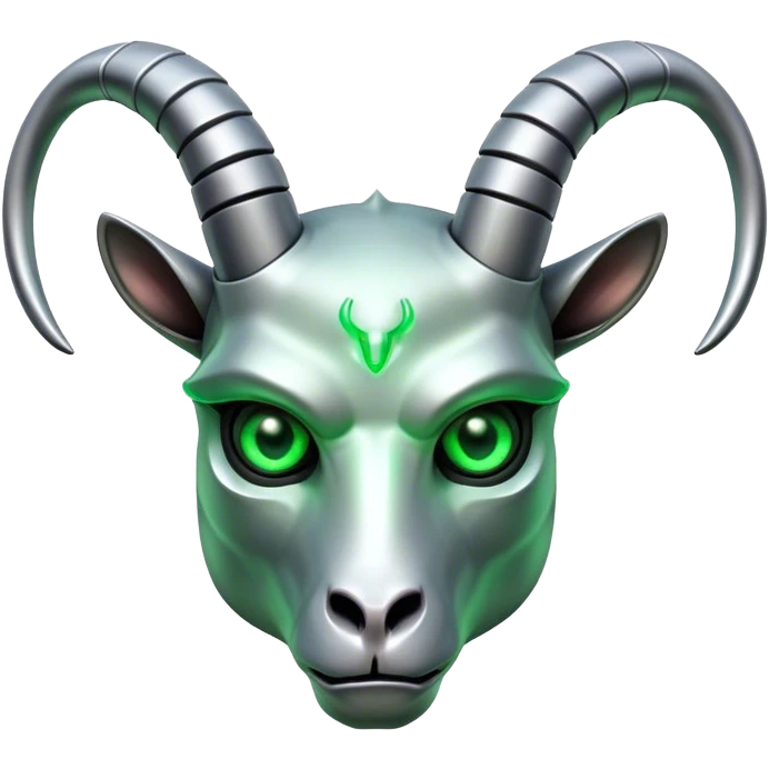 Terminator Goat head green glowing eyes emoji