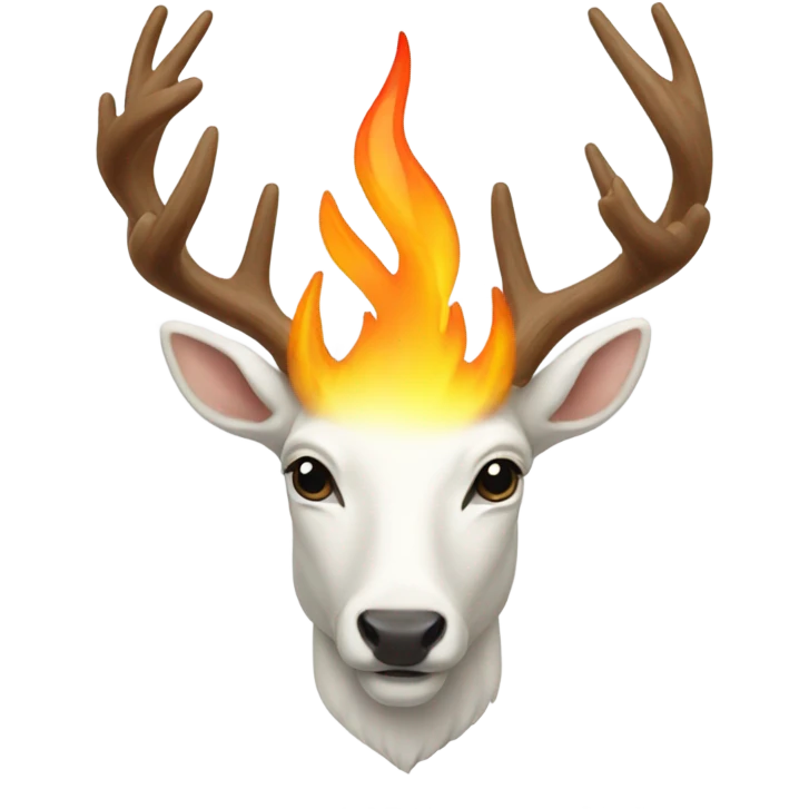 White stag with a flame above head emoji