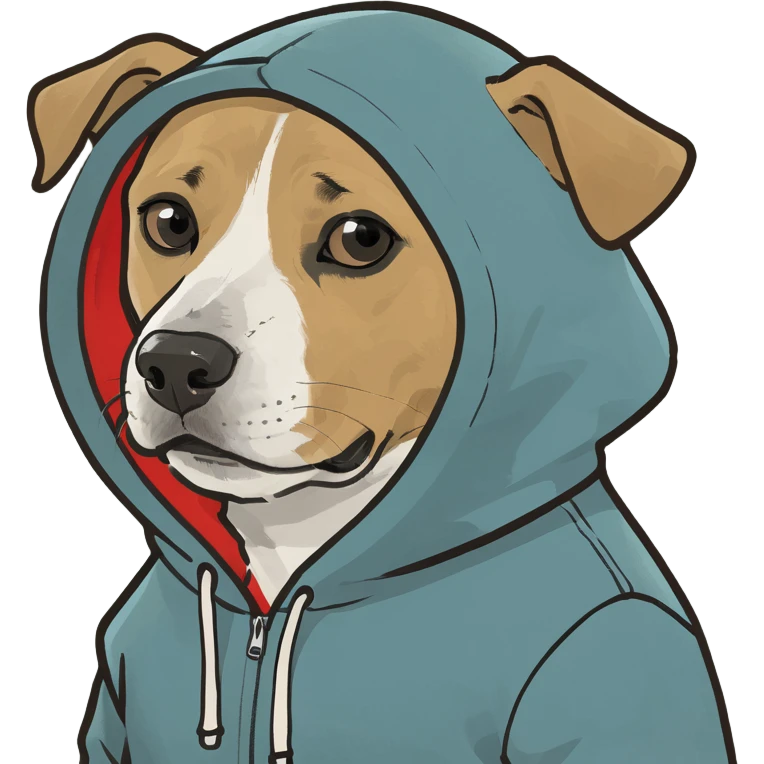 Dog wearing a hoodie emoji