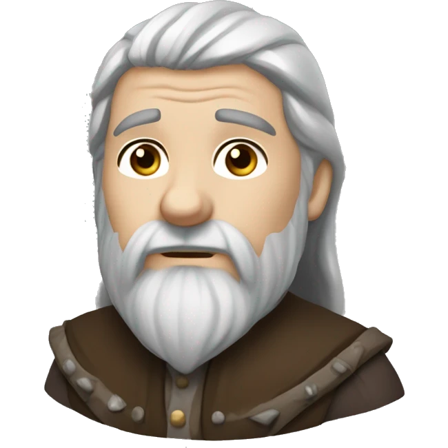 Dwarf cleric brown hair long face and grey eyes emoji