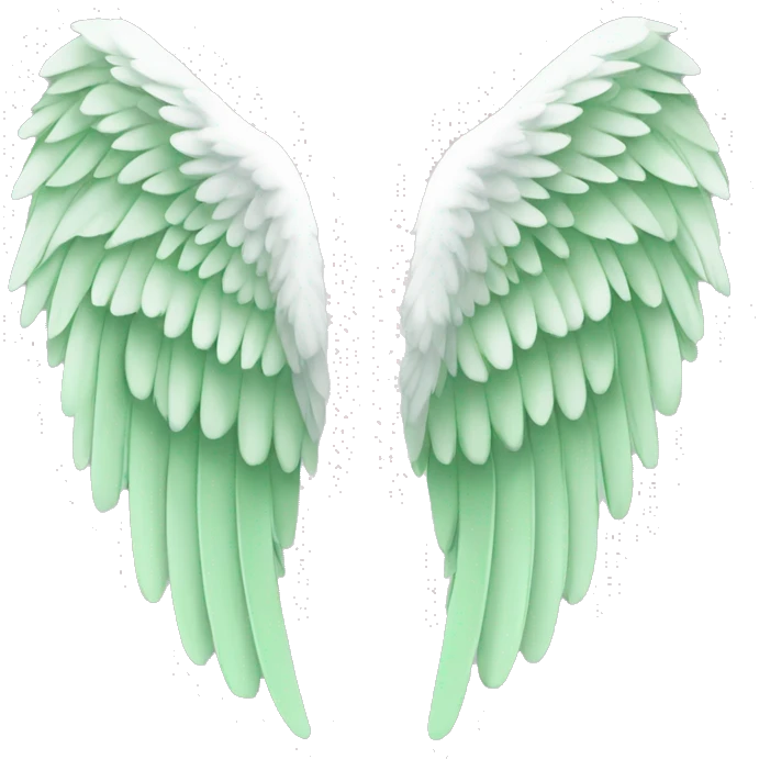 Simple angel wings, light green, mainly white. emoji