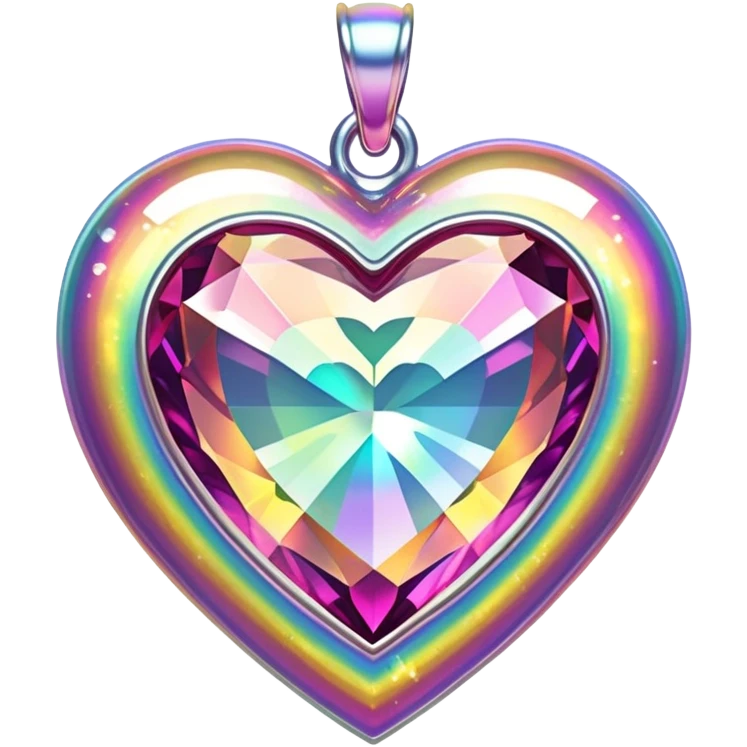 heart shaped mystic topaz holographic charm with rainbow sparkles emoji