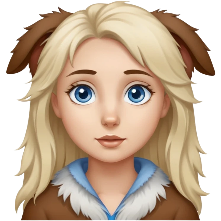 Blue eyed Blonde girl and blue eyed brown and gray Australian shepherd emoji