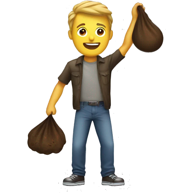 Chris picking up poop  emoji