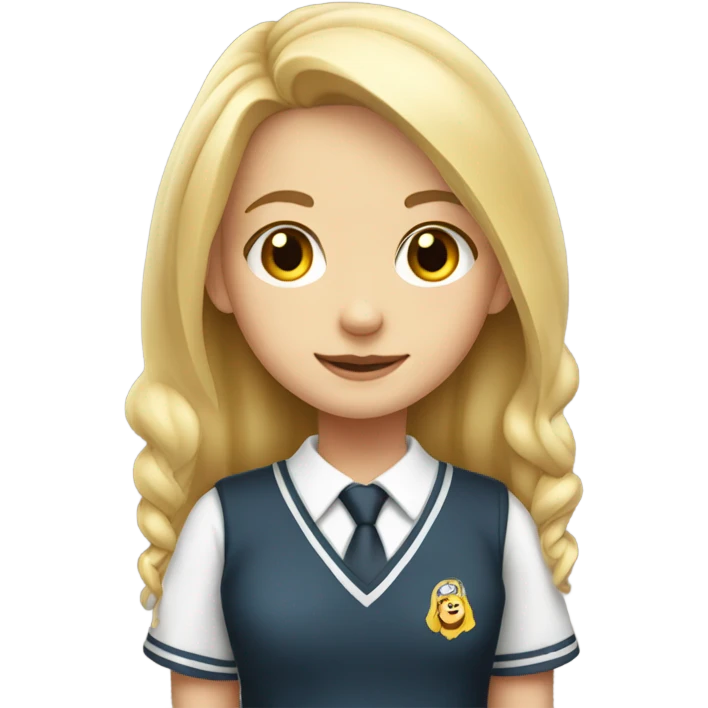 blonde girl with school uniform cute emoji