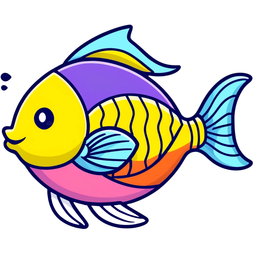 A fish decorated like an Easter egg with colorful patterns emoji