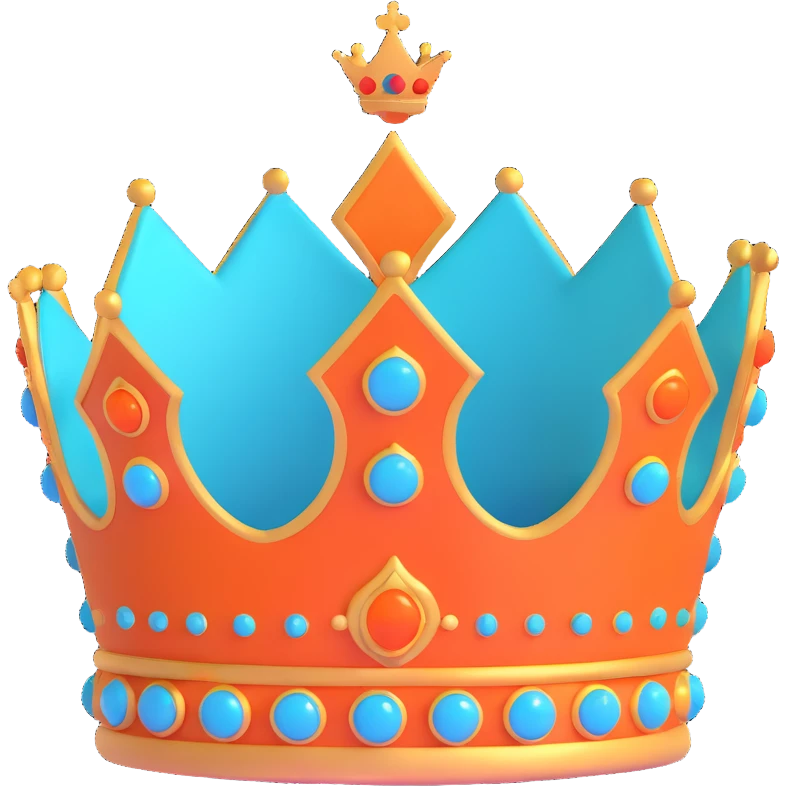 teal and orange royal crown emoji