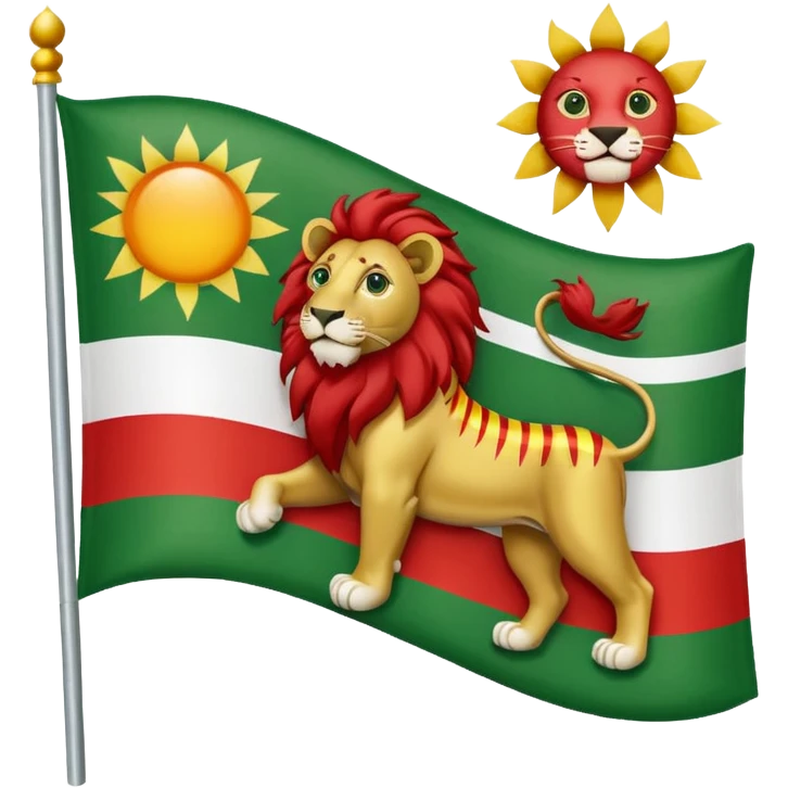 A flag with Lion & sun & green , withe & red color in the background of flag emoji