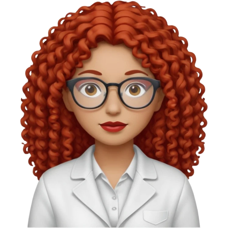 rizada peli roja , trigueña , con lentes y ropa blanca pelo largo  emoji