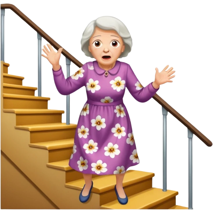 Make a emoji of a grandma falling down the stairs. emoji