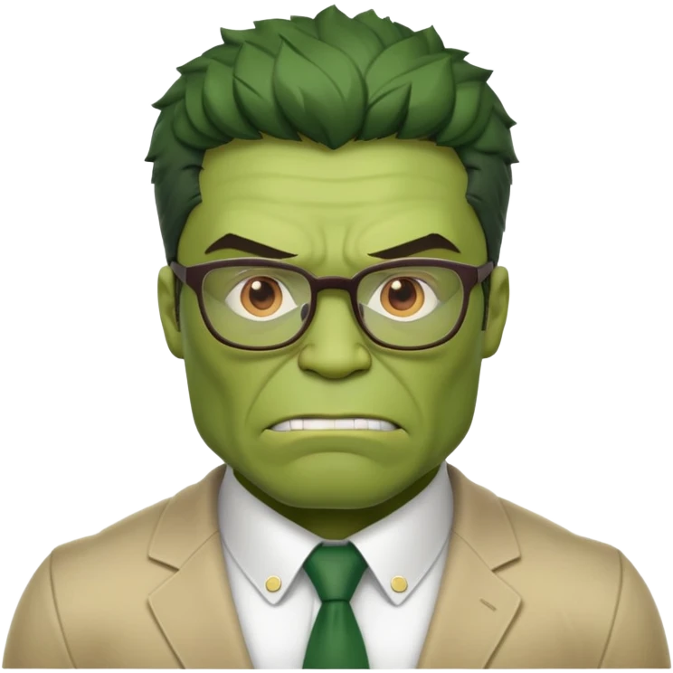 Professor Hulk with glasses and smart outfit emoji