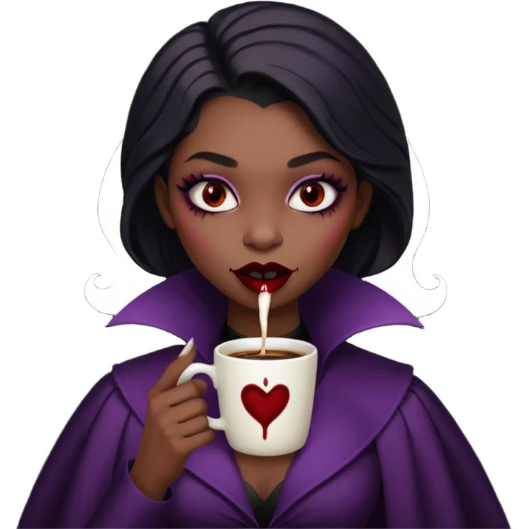black girl vampire drinking coffee emoji