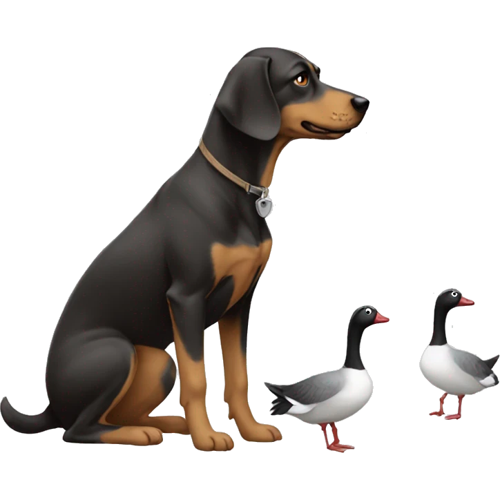Dog fetching geese emoji