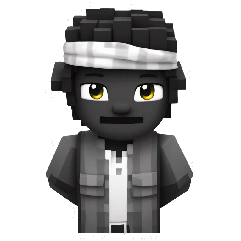 minecraft character with a bandana colour black and white emoji