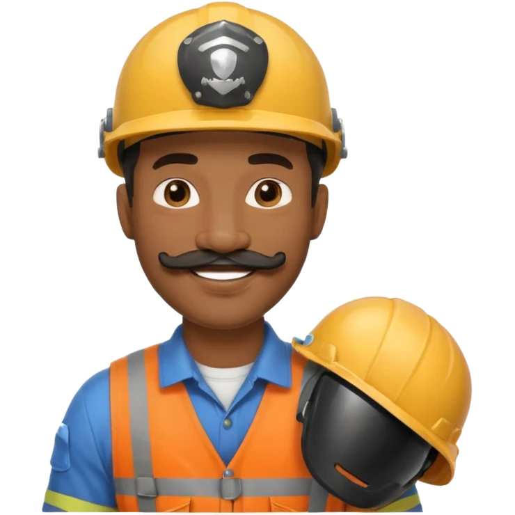 Mustached astronaut  black man holding helmet emoji