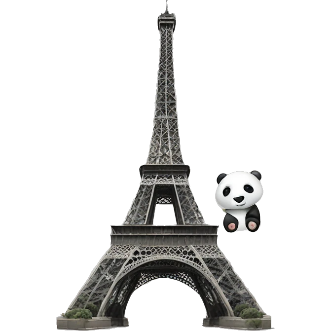 Eiffel tower with big panda emoji