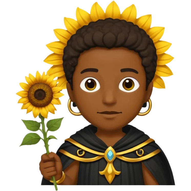 black god with sunflower, scepter emoji