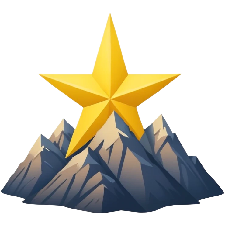 A yellow eight-pointed star with wide points and a simple mountain silhouette in the center of the star emoji
