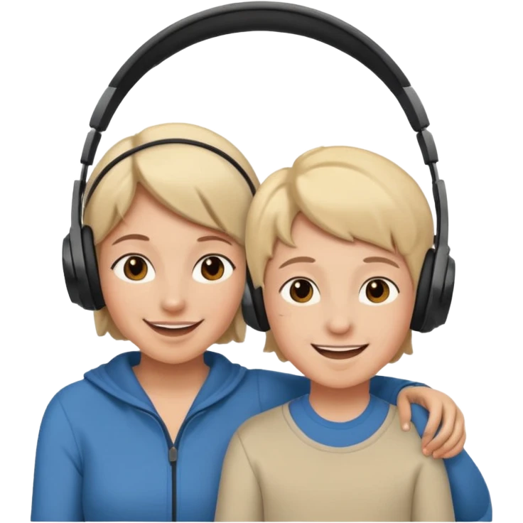 Mom and son listening to music emoji