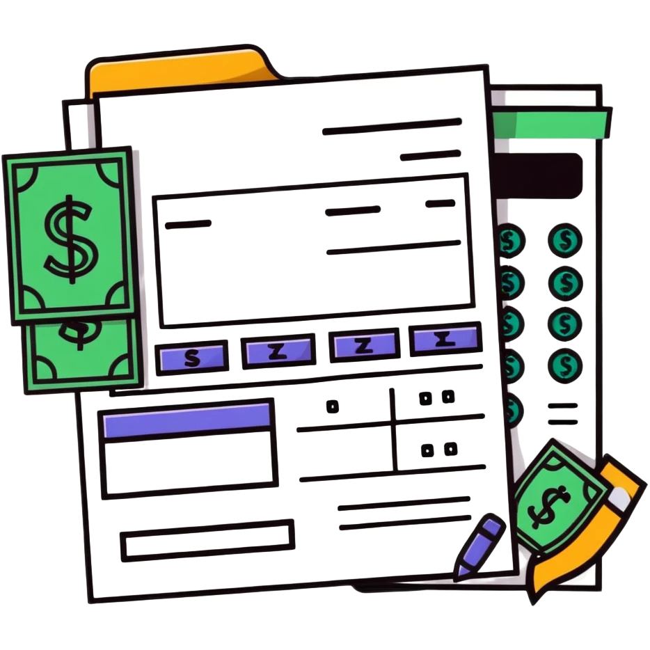 financial invoice with calculator and dollar symbols emoji