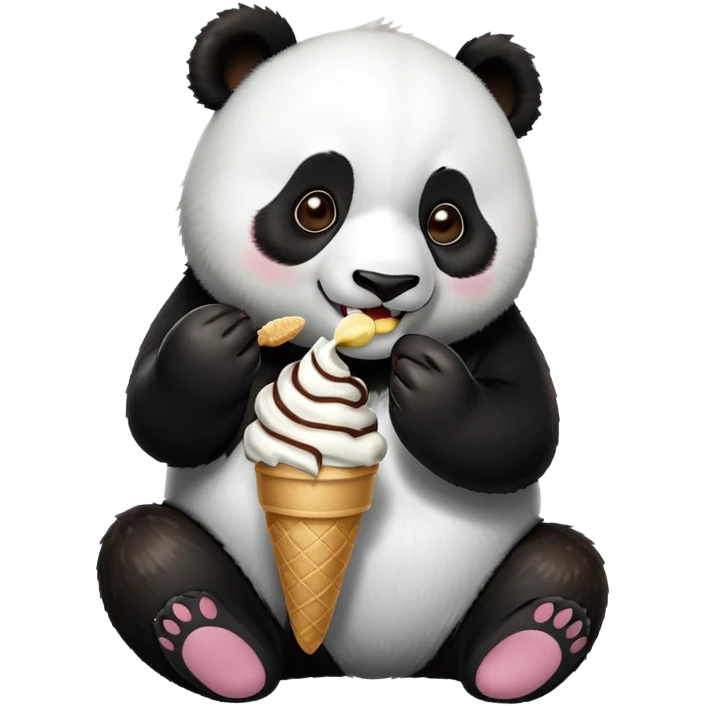 Panda eating ice cream emoji