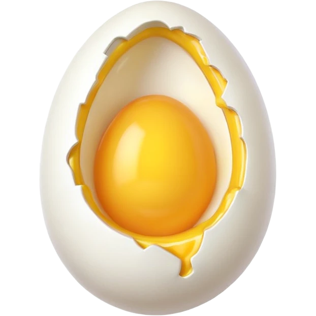 egg object icon, cracked egg with yolk, 3D cartoon, mobile game icon style, clean background, no text, no watermark
 emoji
