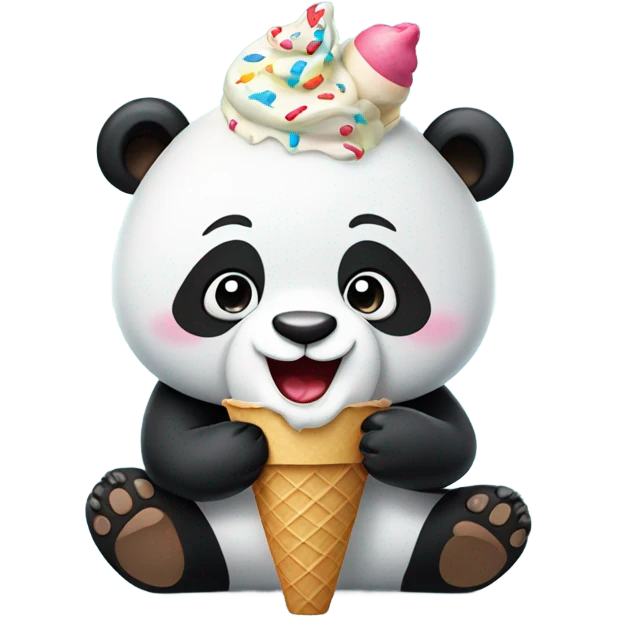 Panda eating ice cream emoji