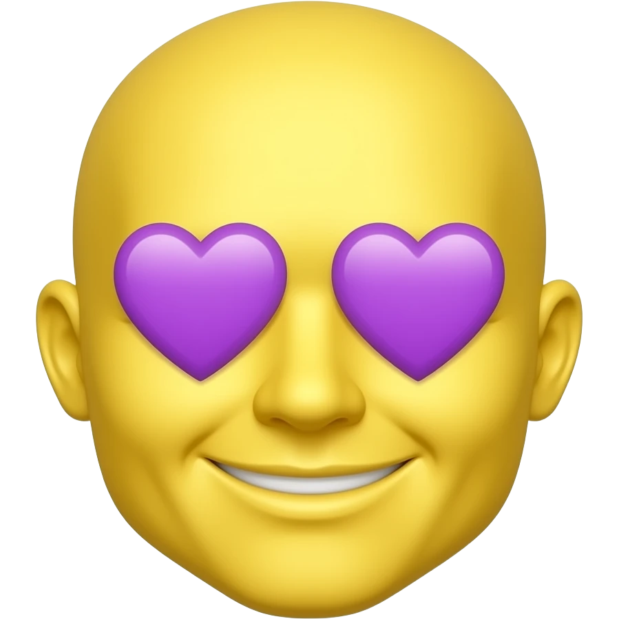 Classic Yellow Emoji face with Purple Heart eyes emoji